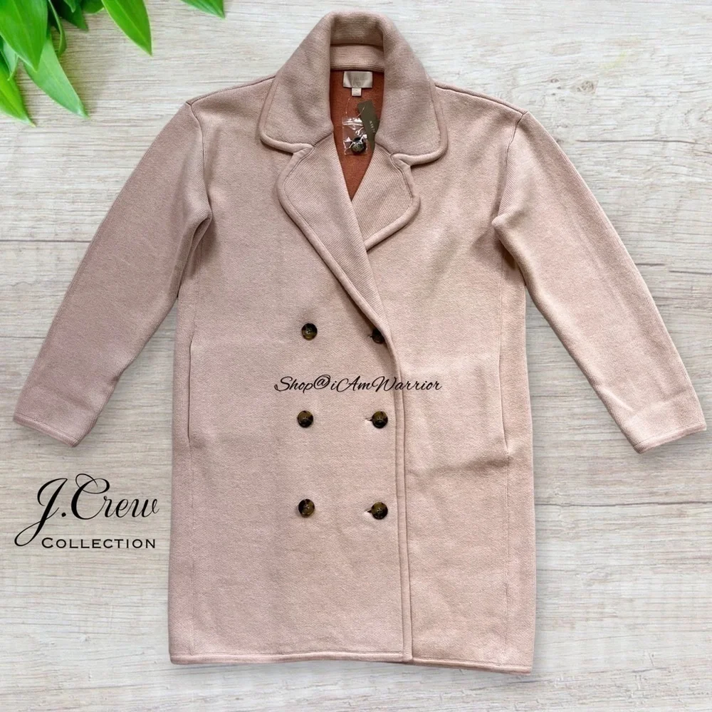 J.Crew Collection NWT Double-Breasted Sweater Coat Blush Pink Knit Coatigan